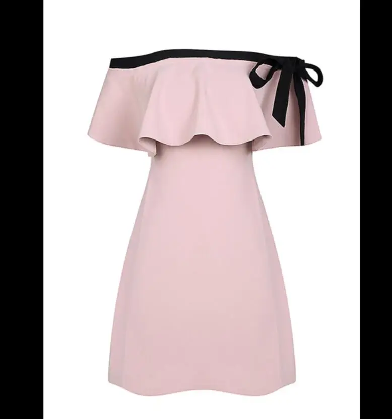 Модное летнее платье с вырезом лодочкой для вечеринки Розовое женское