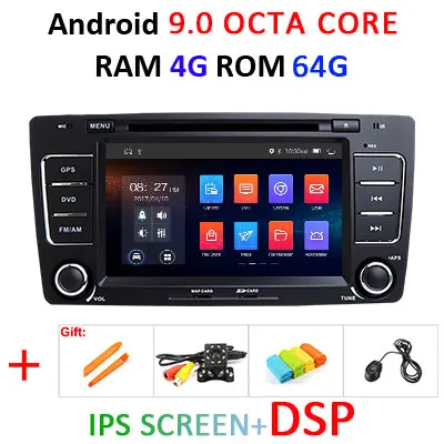 9.0 4G 64G IPS DSP DSP 2 DIN Android 9,0 ips 4G 64G Автомобильный gps для SKODA Octavia 2009 2010 2011 2012 2013 dvd-плеер Радио Навигация магнитофон ПК - Цвет: 9.0 4G 64G IPS DSP
