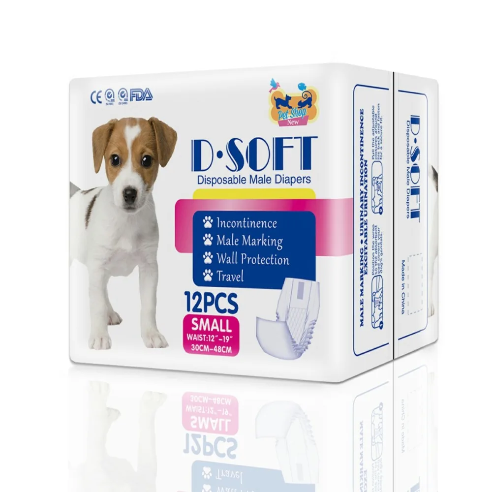 

Pet Dog Diapers High Quality Male Dog Soft Disposable Dog Diapers Super Absorbent Diapers 12 PCS/Bag Dog Diapers