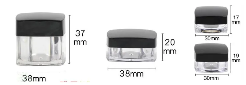 50 шт/партия 3g/5g/10g/20g косметические контейнеры коробки крема банки с черной крышкой пластиковые макияж упаковка крем портативные горшки