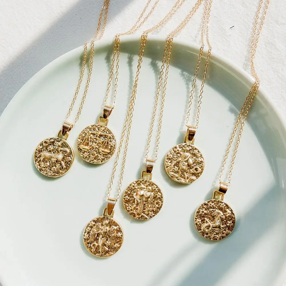 12 ожерелье со знаком Зодиака Ожерелья с подвесками золотые созвездие для женщин