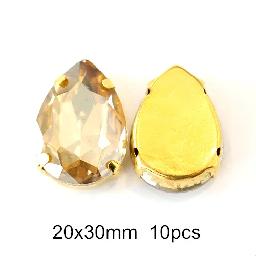 20x30mm 10pcs Золотые стразы для шампанского, стразы для шитья с плоской задней стороной, стразы для шитья одежды B1236 - Цвет: 20x30mm 10pcs