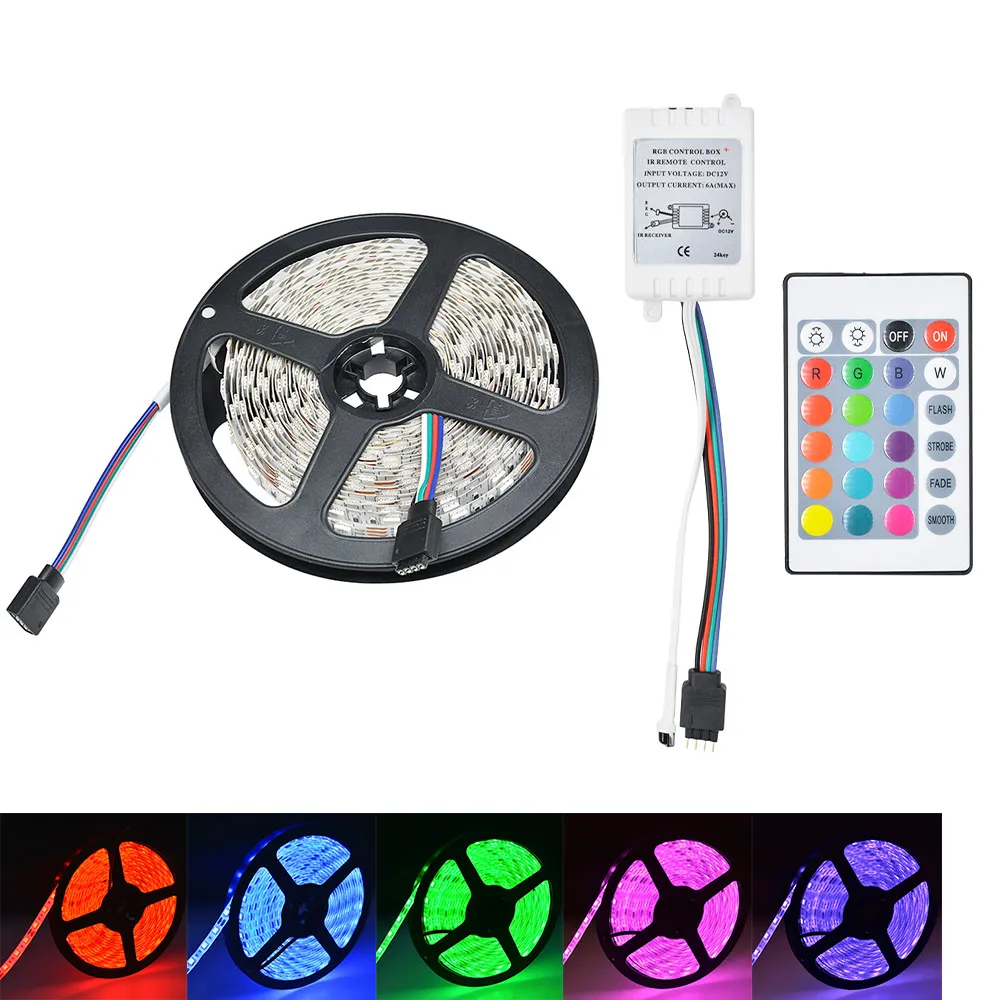 changeable 300 светодиодный s 60 Светодиодный s/m SMD RGB светодиодный светильник 5050 5 м светодиодный светильник RGB светодиодный S Лента Диодная лента гибкий контроллер DC 12 В комплект адаптеров - Испускаемый цвет: changeable
