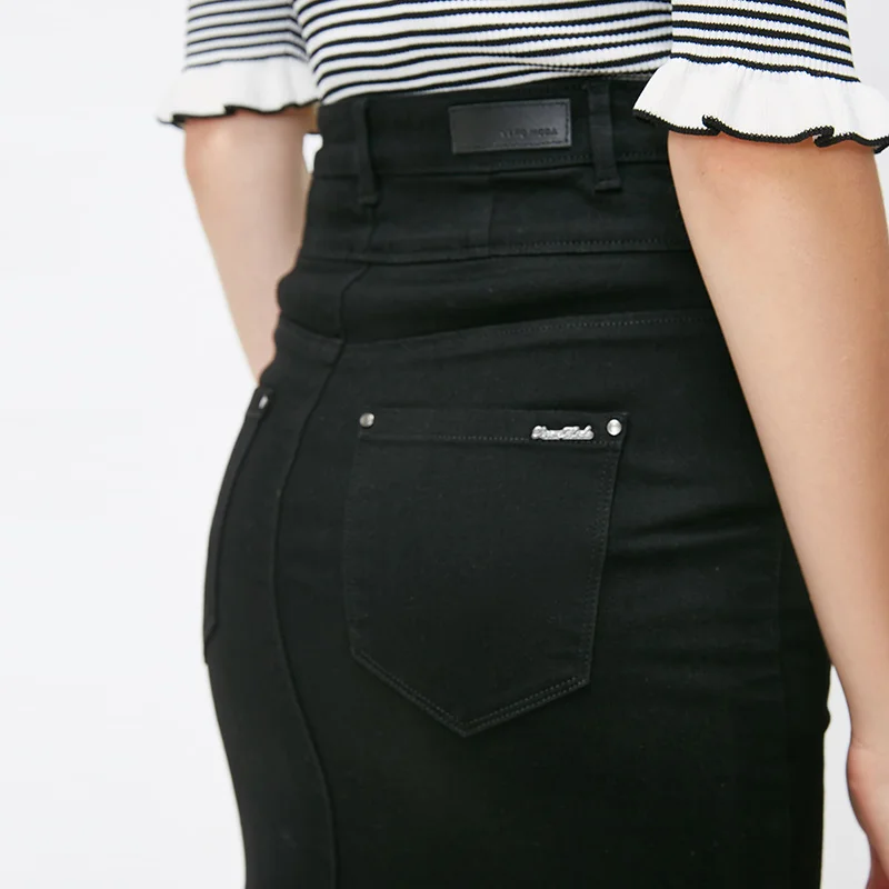 Vero Moda Новая женская OL Стиль Slim Fit вареная джинсовая юбка с высокой талией | 318437502