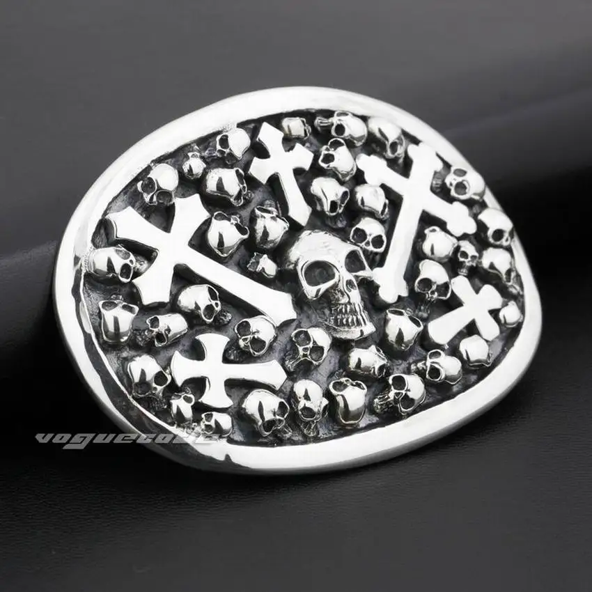 Мужская Байкерская пряжка с черепом из стерлингового серебра 925 пробы 9C005 |