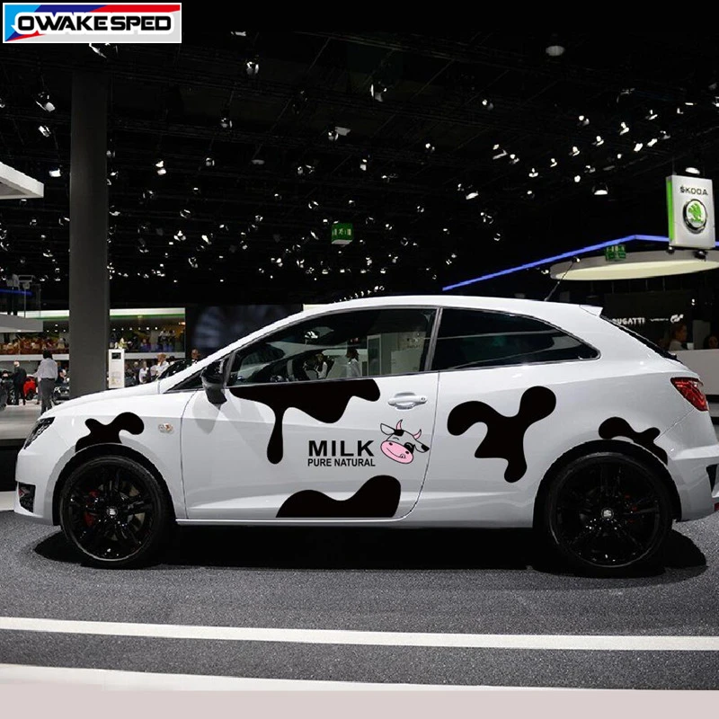 

Cartoon Milk Cow Graphic Vinyl Deal Car Door Tail Sticker Funny Styling Auto Body Whole Sticker For Opel Seat Fiat 500