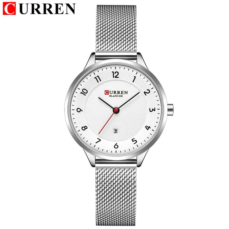 silver White CURREN, новинка 9035, кварцевые женские часы, повседневные, модные, подарок для девушек, наручные часы, relogio feminino - Цвет: silver White