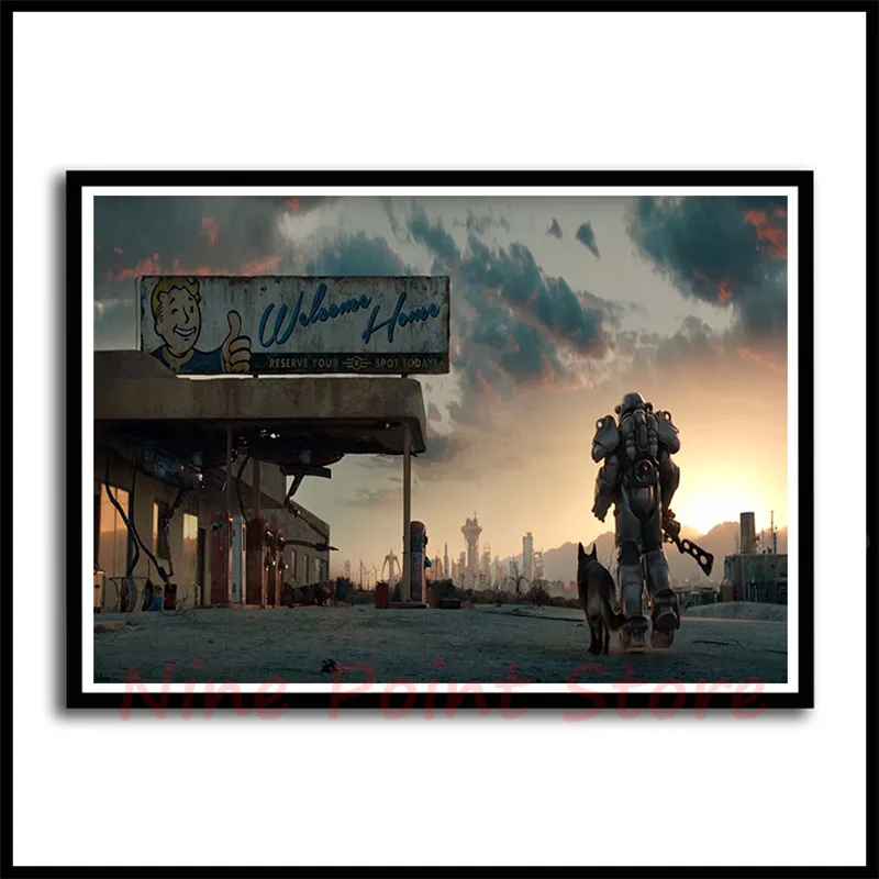 Игровой плакат Fallout, бар, детская комната, домашний декор, игровой рисунок, покрытая настенная бумажная наклейка, декоративные наклейки на стены, бескаркасные