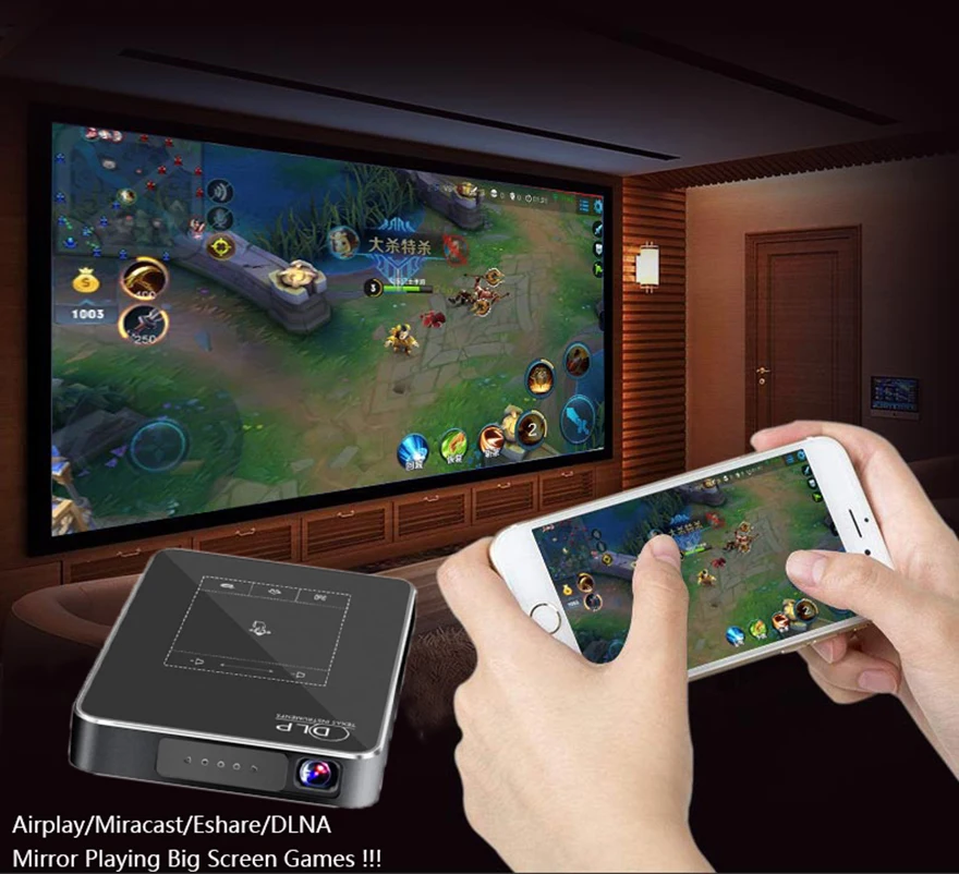 AC3 HD проектор 2G 3 2G Android 7.1.2 Ручной DLP умный проектор 5000 мАч батарея Bluetooth HDMI проектор Miracast Airplay Eshare