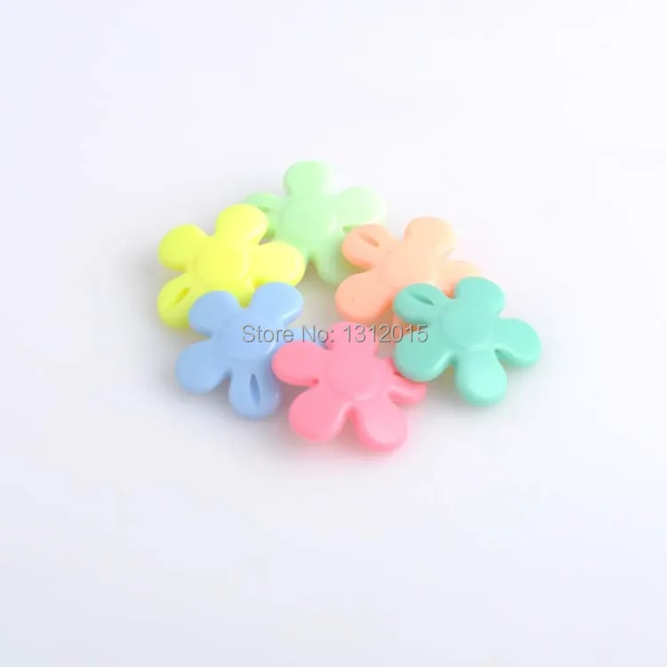 Оптовая продажа акриловые бусины счастливого цвета с отверстиями Цветочные