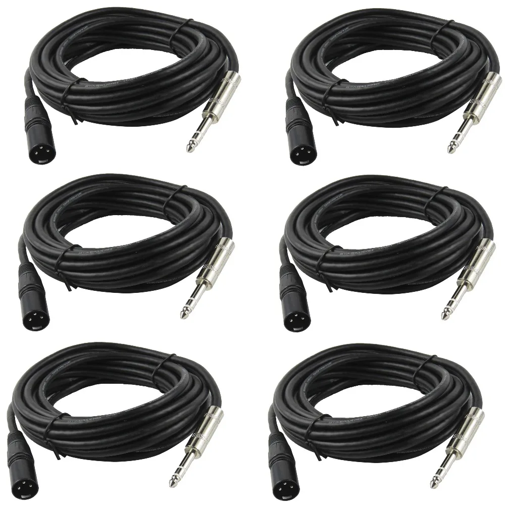 STARAUDIO 6 шт. 25 футов (7 5 м) XLR 3 контактный штекер 1/4 &quotстерео разъем экранированный
