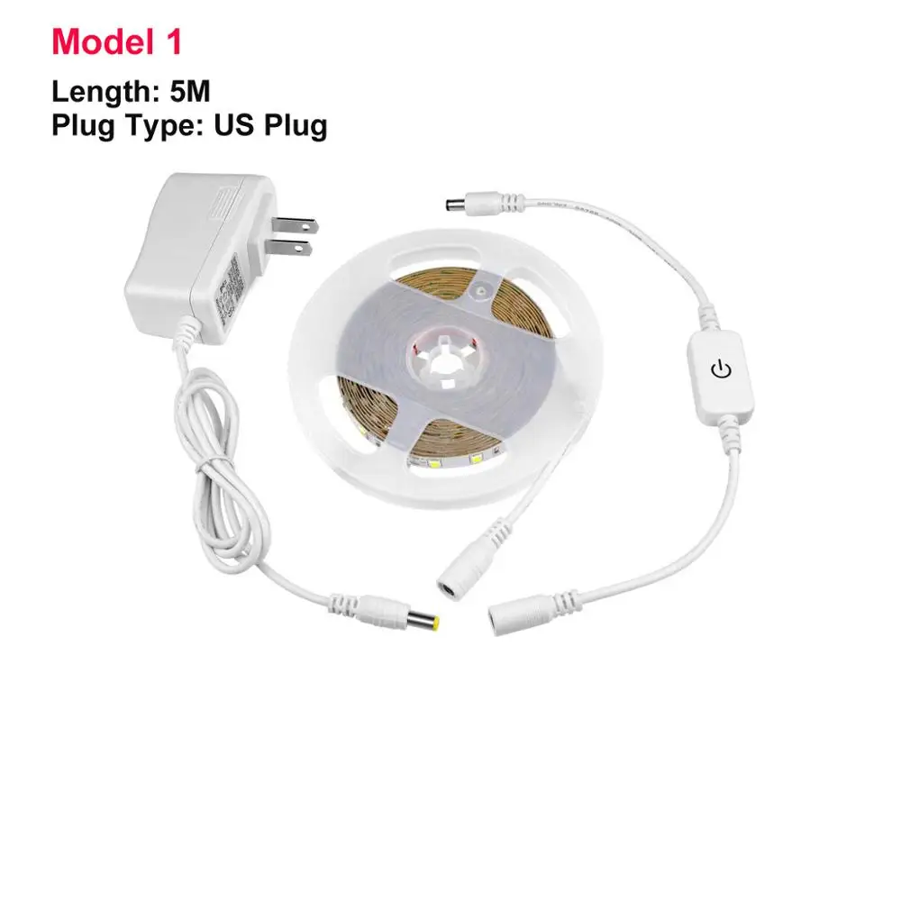 Model 1 US PLug 12 В светодиодные полосы света с сенсорным сенсором переключатель Плавная регулировкая яркости для кухонный шкаф мебель ночник для спальни - Цвет: Model 1 US PLug