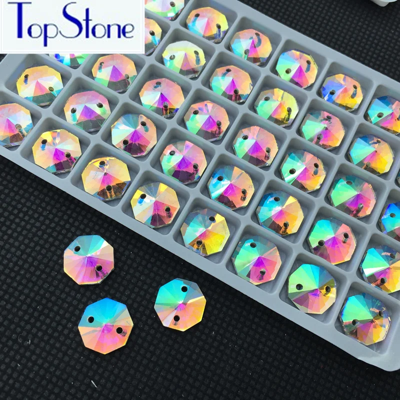 Кристально чистое цветное стекло AB восьмиугольная Круглая Форма пришить стразы