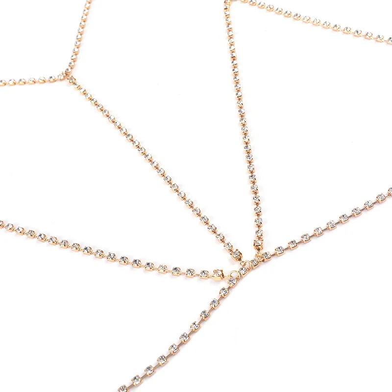 Летнее бикини цепь для тела сексуальное пляжное ожерелье полная цепочка стразы