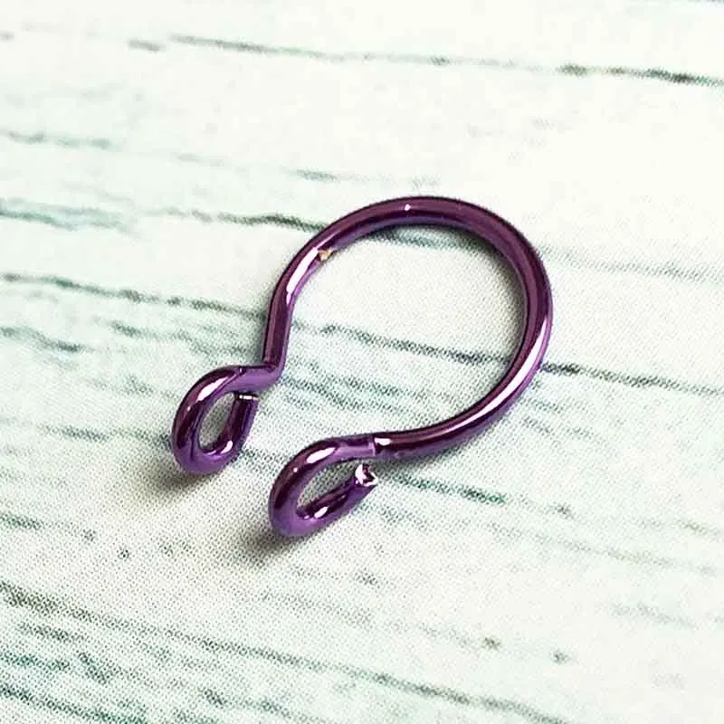 Purple 8 цветов поддельные искусственные перегородки кольцо обруч поддельные нос кольцо поддельный пирсинг Cilp на нос кольцо - Окраска металла: Purple