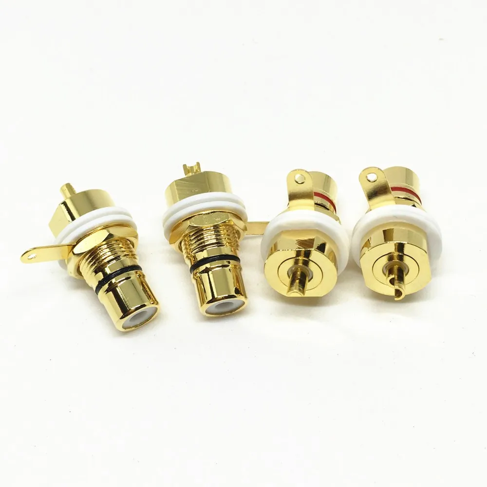 2Pcs Copper RCA Terminal Female Phono Jack Panel Mount Chassis Socket Connector for Amplifier Speaker | Обустройство дома