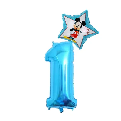 blue 1 32 дюйма розовый и голубой номер рисунок Фольга надувные шары Mickey воздушный шар "Минни" 1 2 3 4 5 6 7 8 9 лет Одежда для мальчиков и девочек День рождения украшения - Цвет: blue 1