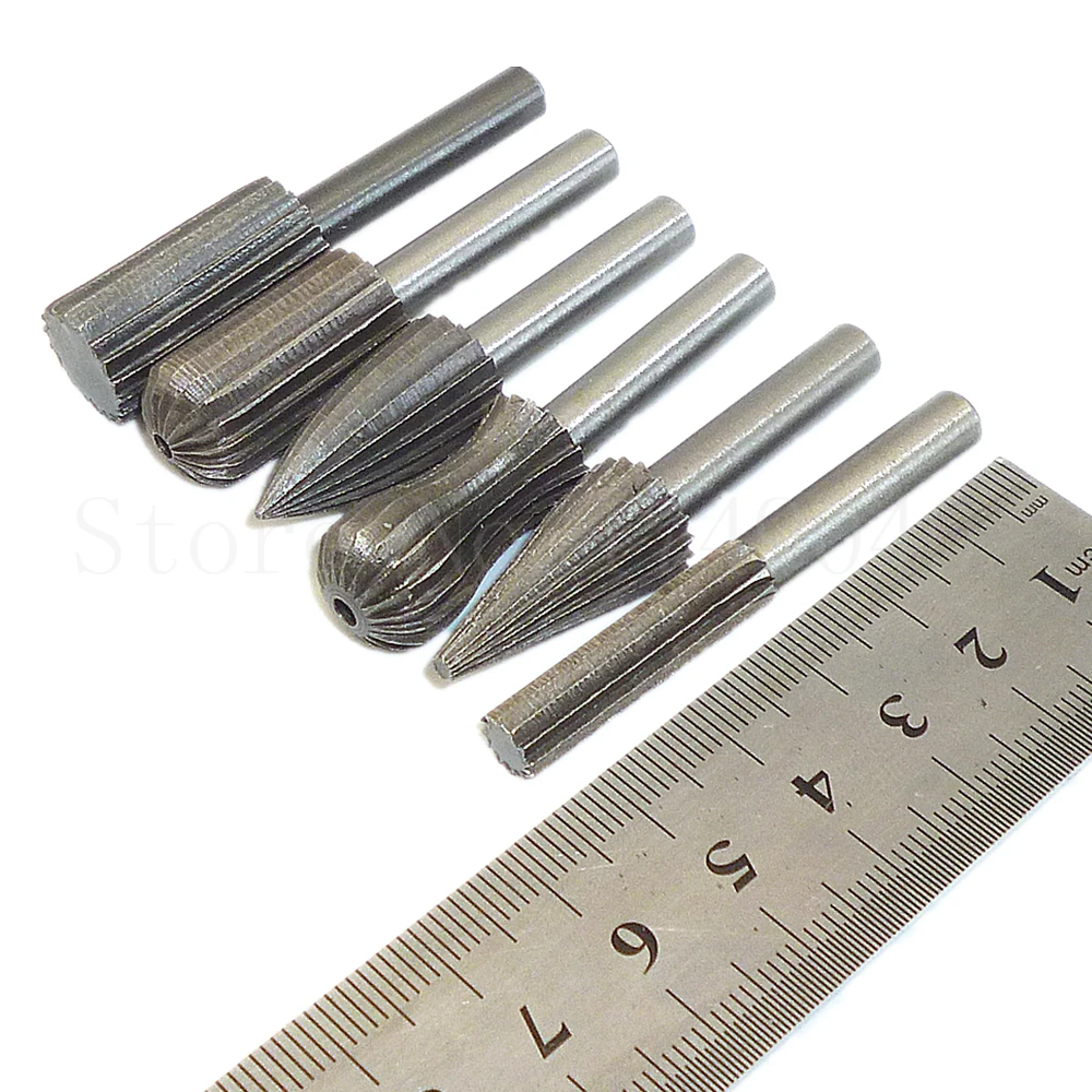 6 шт. роторная пилка набор заусенцев Высокоскоростная сталь 1/4 &quotпрямой