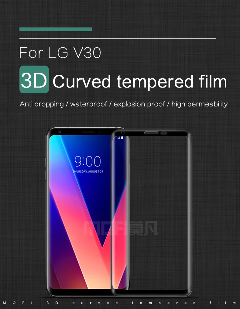 Для lg V30(6,0 дюймов) Стекло закаленное 3D защитная плёнка полностью покрывающая экран для lg V30 Стекло для lg v30 MOFi Стекло пленка