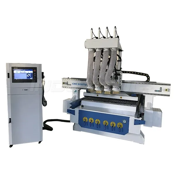 Деревообрабатывающий станок с ЧПУ несколькими головками и 4