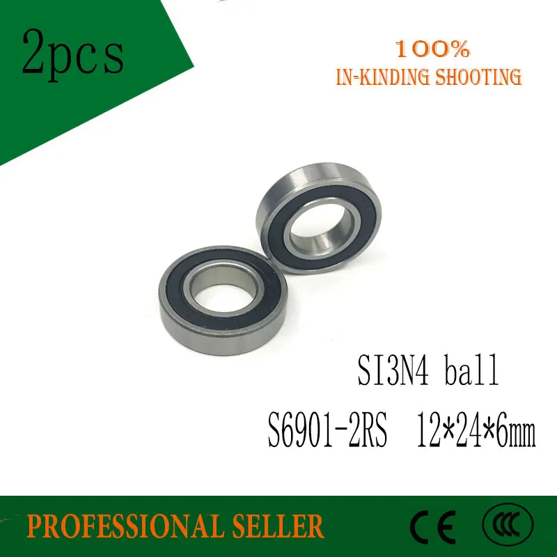 2 шт. гибридный керамический шариковый подшипник с глубоким желобом из