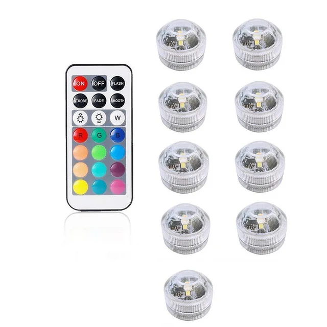 1 remote 9 lights Подводный светодиодный светильник/открытый IP68 водонепроницаемый светильник-свеча s 3 см мини бассейн ваза лампа с пультом дистанционного управления RGB Подводные лампы - Emitting Color: 1 remote 9 lights