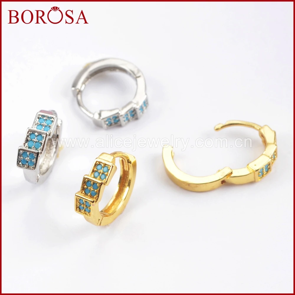 BOROSA Новые простые чешские тонко выполненные металлические медные серьги и защищает от ветра, золотистый/серебристый кубический цирконий, серьги со шпилькой, для Для женщин WX702