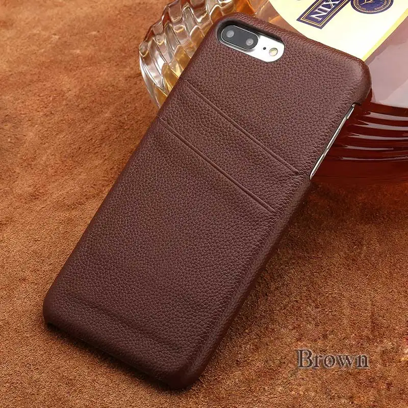 Чехол для телефона из натуральной кожи для iPhone X, XS, XSmax, XR, 6, 6 S, 5, 5S, SE, 7, 7 Plus, 8, 8 plus, Роскошный чехол для apple, задняя крышка, слот для карт, броня - Цвет: brown