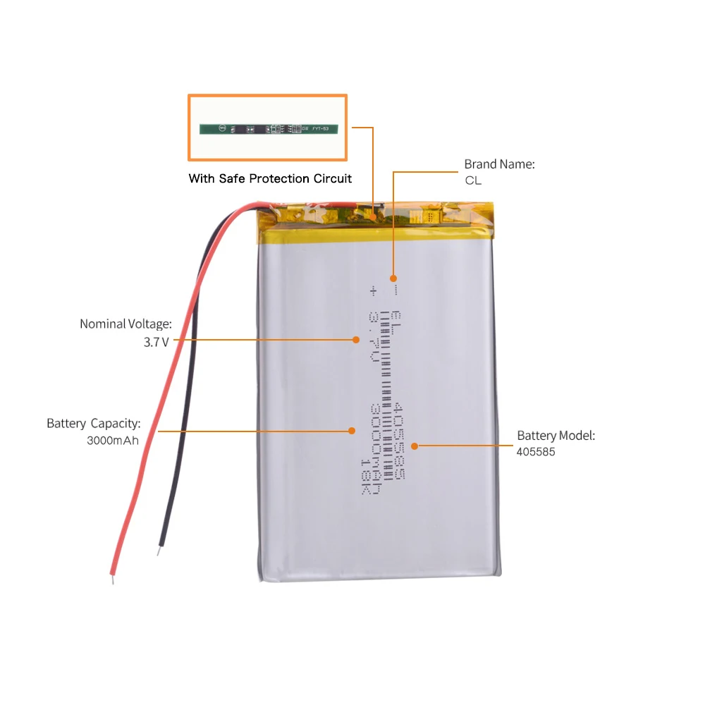 3 7 V 405585 PLIB полимерный литий ионный Литий аккумулятор 3000mAh прочный Аккумулятор для