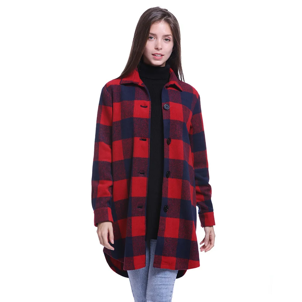 

Sobretudo Cotton Full Time-limited Abrigo Mujer 2018 Autumn And Winter New Fashion Lapel Lattice Loose Coat Long Fund Overcoat