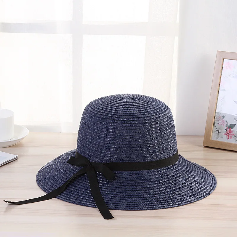 

AECU Summer Large Brim Hat Floppy Straw Hats Casual Vacation Travel Wide Brimmed Bowknot Sun Hats Foldable Beach Hat For Women