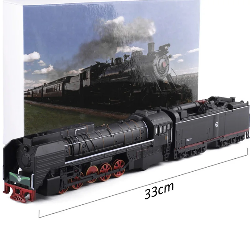 

Classical Diecast Toy Model 1:87 Scale Class QJ2 No.0001 Gas-power Locomotive Train Pull Back Sound & Light Car For Kids Child