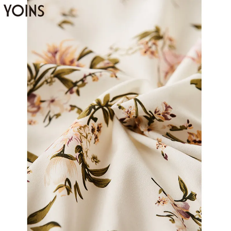 YOINS Мода 2019 Женское летнее платье Белые платья с цветочным принтом V образным