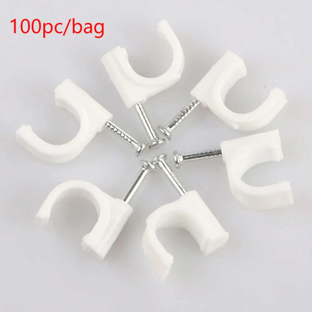 100 шт./упак. C образный зажимы для кабелей фиксированной ногтей с прочным шнуром