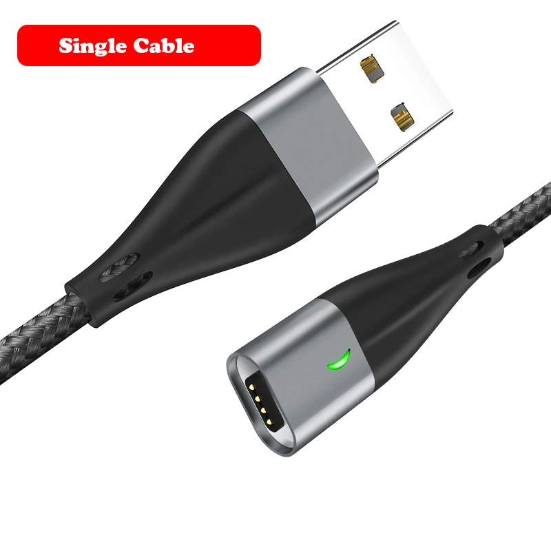 Single Grey Cable Быстрая зарядка 3,0 3A Магнитный кабель 1 м/2 м магнитное зарядное устройство Micro usb type C кабель передачи данных для быстрой зарядки поддержка передачи данных - Цвет: Single Grey Cable