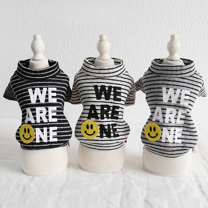 2019 настоящий 100% хлопок и новый дизайн Одежда для собак с смайликом полосатая