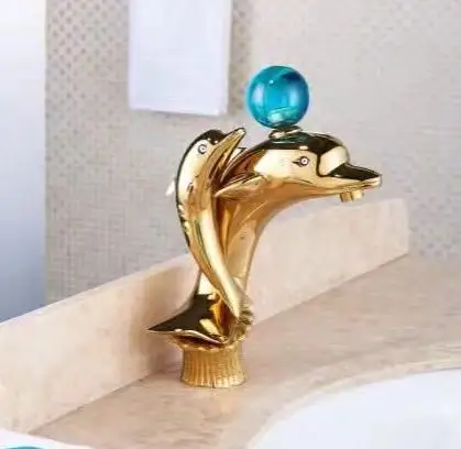 

New arrivals Luxury bathroom faucet high quality gold Dolphin basin faucet cold and hot bathroom sink faucet water tap mixer