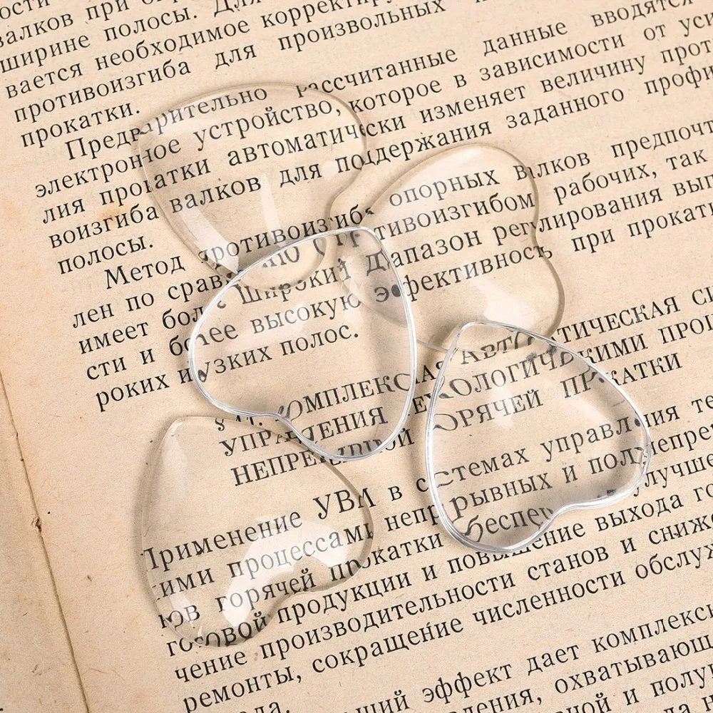 10 шт./лот 30 мм Прозрачные Стеклянные Кабошоны прозрачные сердечки и плоская