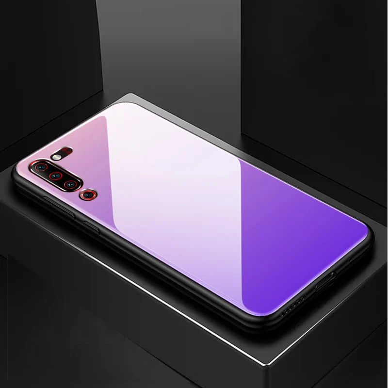 Тонкий силиконовый чехол синего цвета для lenovo Z6 Pro с градиентом, жесткая задняя крышка из закаленного стекла для lenovo Z 6 Pro, чехол s Shell z6 Z6Pro
