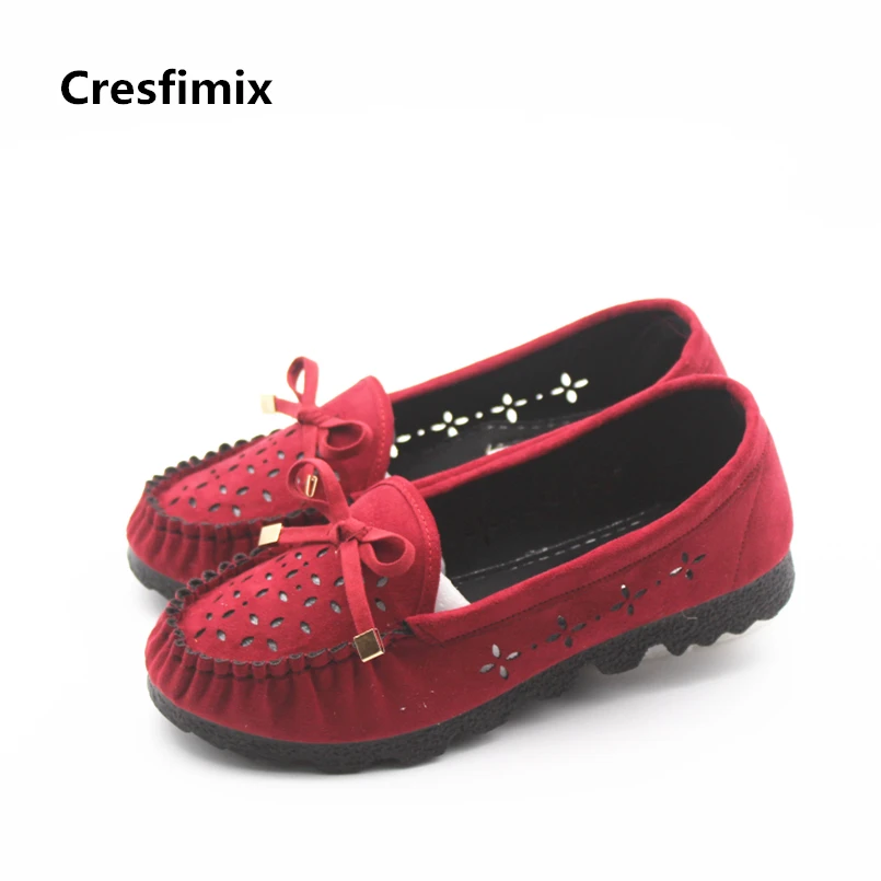 Cresfimix zapatos de mujer Женская Повседневная дышащая обувь красного цвета крутая с бантом