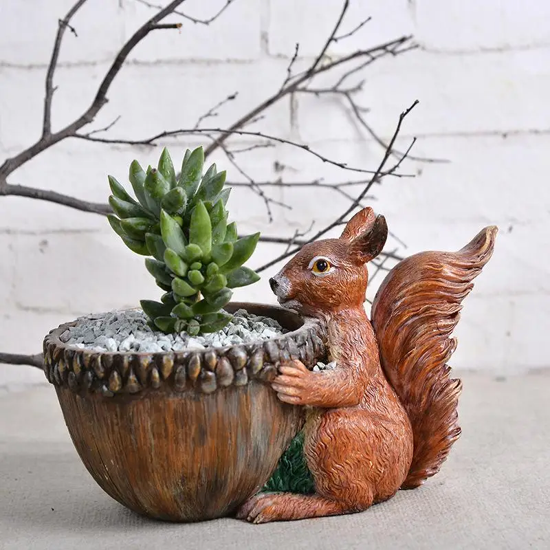 Flower pot Мини Творческий мультфильм милый смолы мясистый цветочный горшок личность пастырской микро Пейзаж украшения в помещении в горшках - Цвет: Flower pot