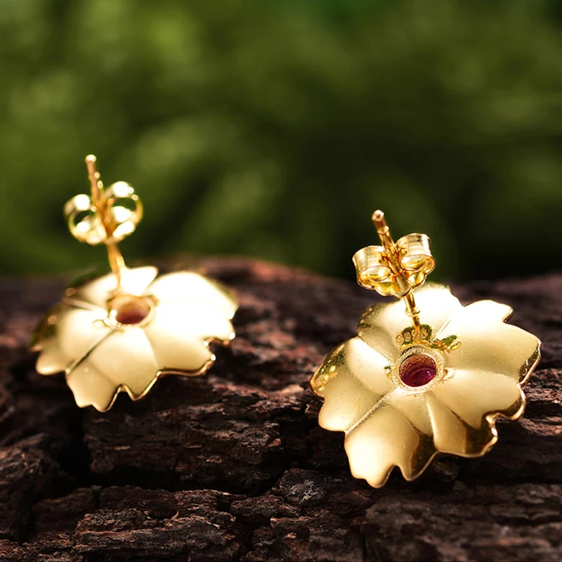 Женские серьги-гвоздики Пион Lotus Fun серьги из серебра 925 пробы с натуральным