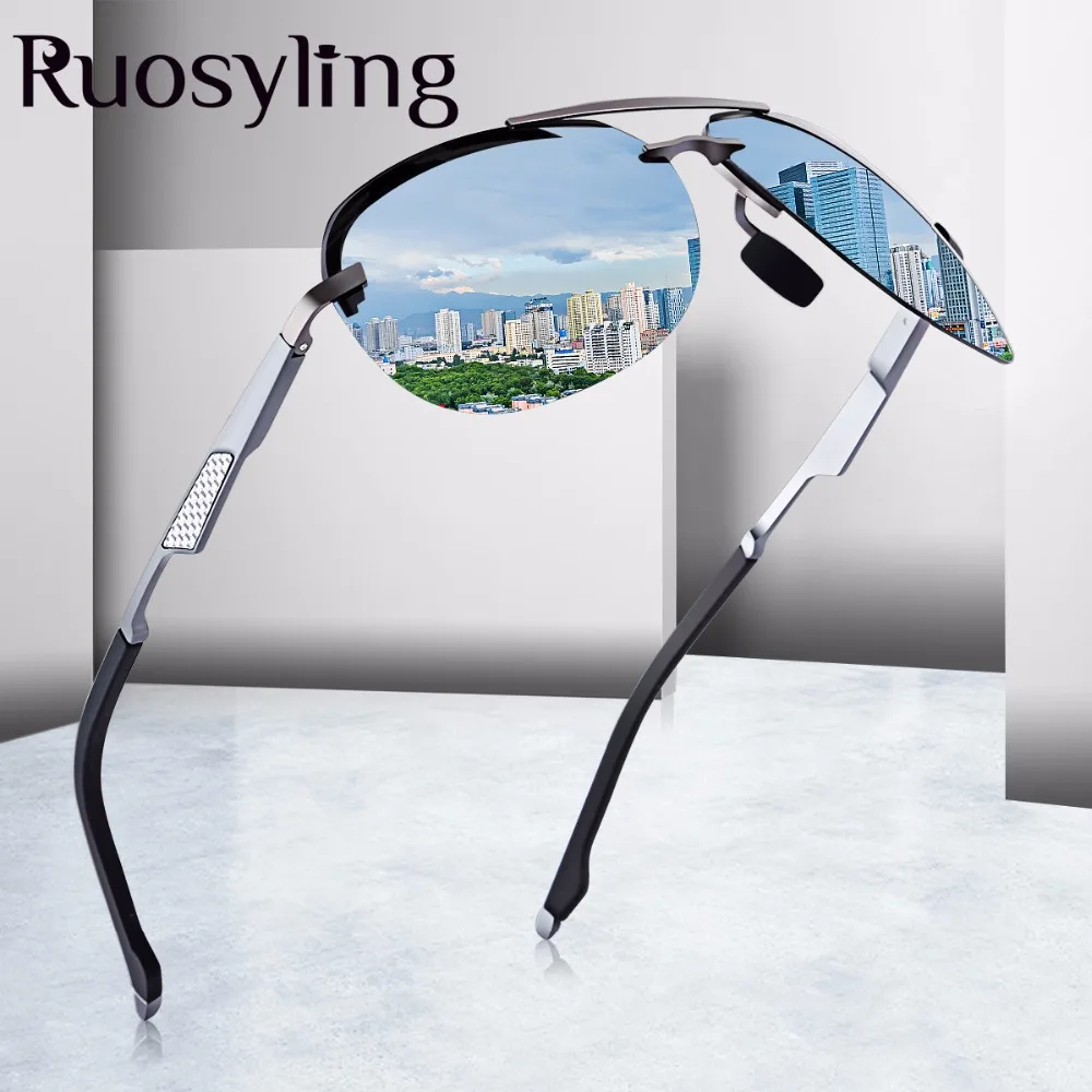 Мужские солнцезащитные очки Ruosyling черные в винтажном стиле с поляризационными