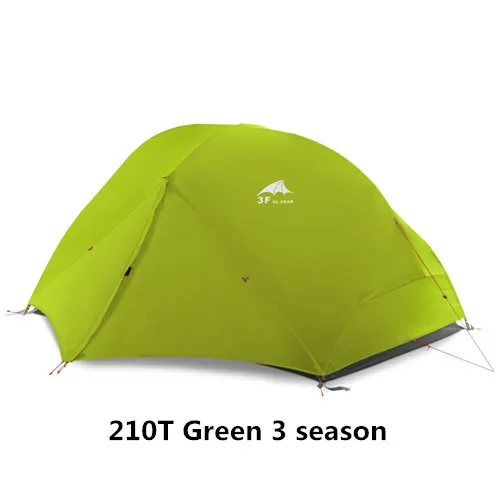 210T Green 3 season 3F UL GEAR 2 человека 4 сезона палатка для кемпинга уличная Ультралегкая походная альпинистская охотничья водонепроницаемая палатка 15D силиконовая Zelt Tenten - Цвет: 210T Green 3 season