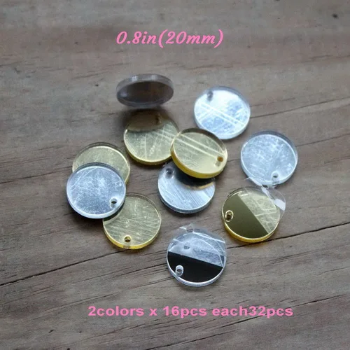 20 MM(0.78 In)32pcs 10/12/16/20 мм акриловые круглые отверстия для серьги диск золотистого и серебристого цветов; цвет зеркало лазерная вырез 0,3"-AC1028 - Цвет: 20 MM(0.78 In)32pcs