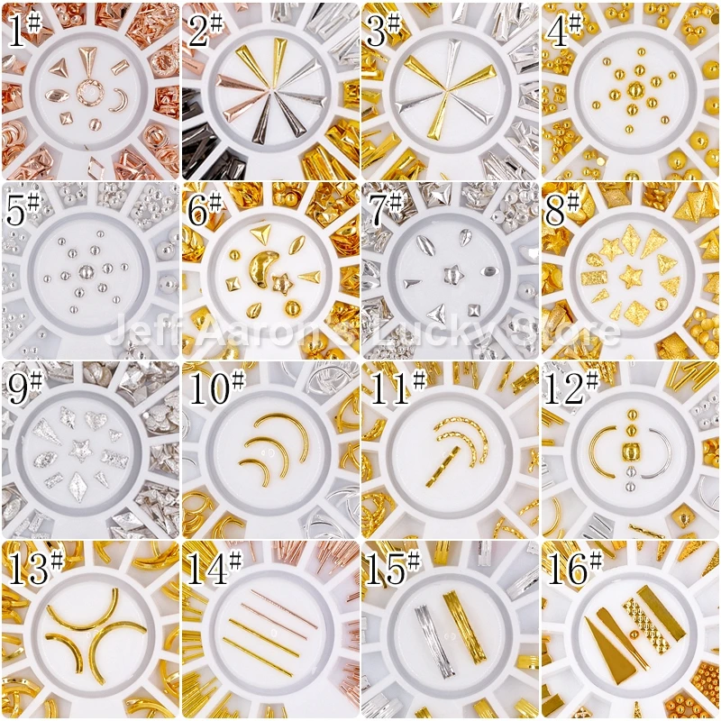 1 колесо золотые серебряные полые 3D украшения для дизайна ногтей Смешанная