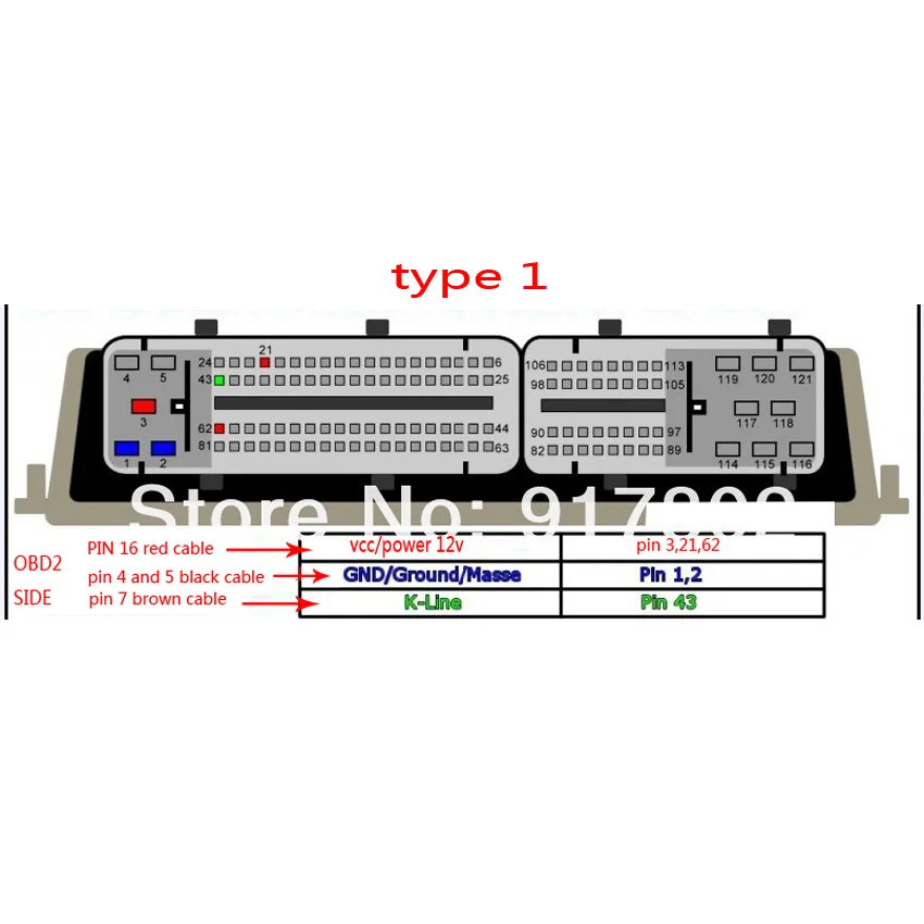 Работа 81PIN ЭБУ OBD F+ ЦАП кабель 81 PIN OBD2 мама к DC кабель адаптер - Цвет: type1