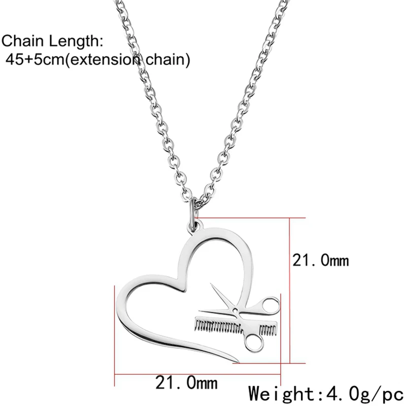 Цепочка с подвеской в форме сердца из нержавеющей стали|scissor pendant|stainless steel charm