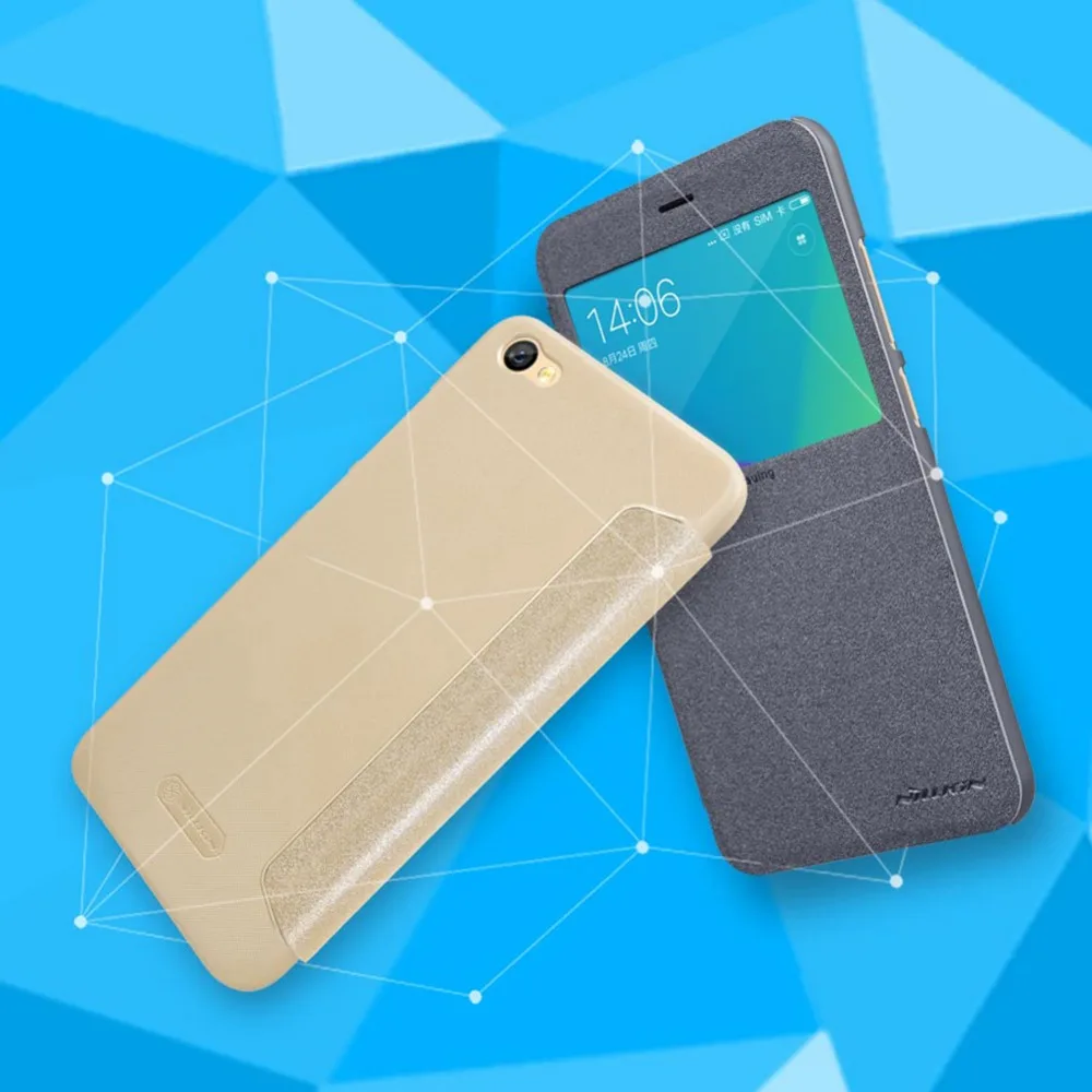 Кожаный чехол для Xiaomi Redmi Примечание 5A(5,5 дюйма) Nillkin блестящий кожаный чехол с окошком с Умной функцией сна