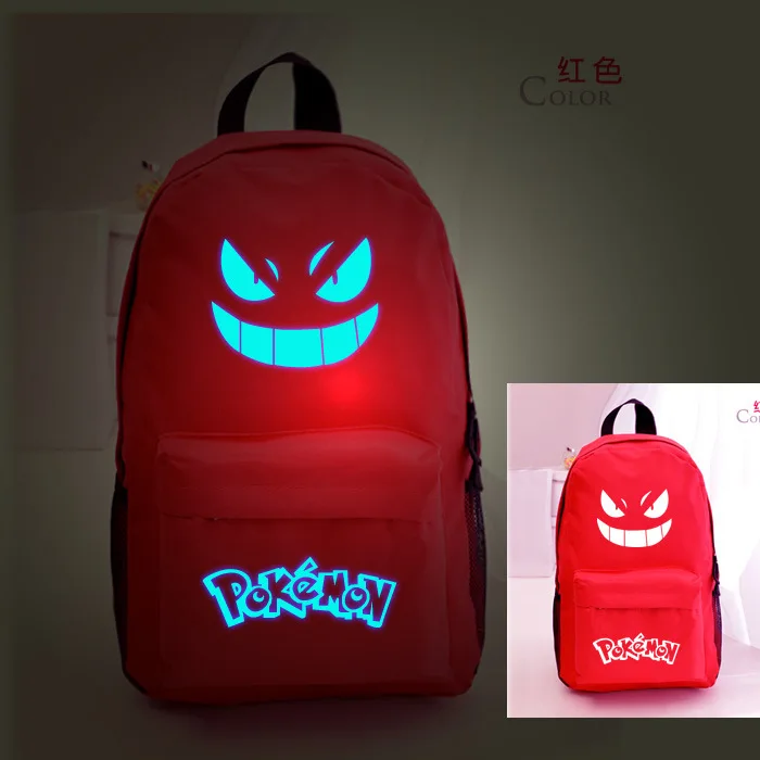 Pokemon 010 Pouplar, Светящийся рюкзак с принтом игры покемон го, Pokemon Gengar, рюкзаки, школьные сумки для девочек-подростков, Mochila Feminina - Цвет: Pokemon 010